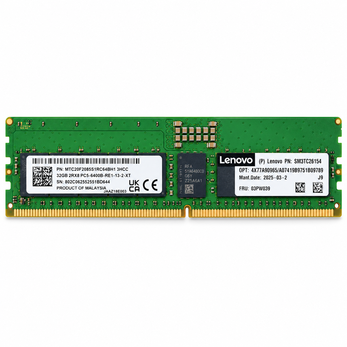 Lenovo ThinkSystem Memory - 32GB / DDR5 / 6400MHz / Server Memory