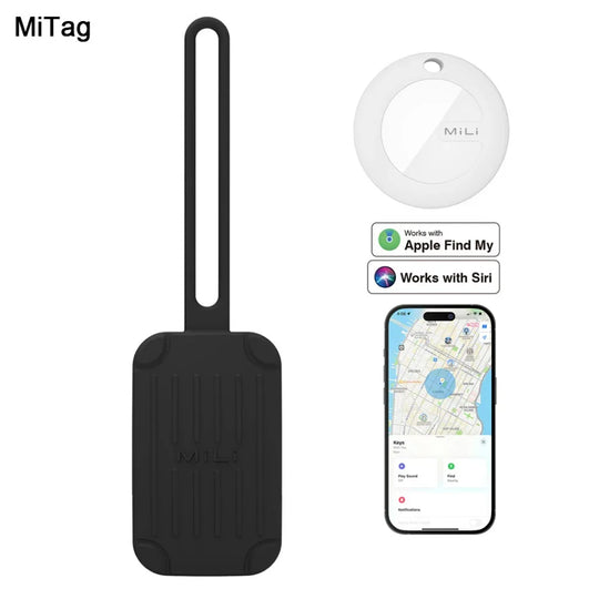 MiLi MiTag Plus Bluetoth Item Finder With Luggage Tag  Works with apple Find My - Black