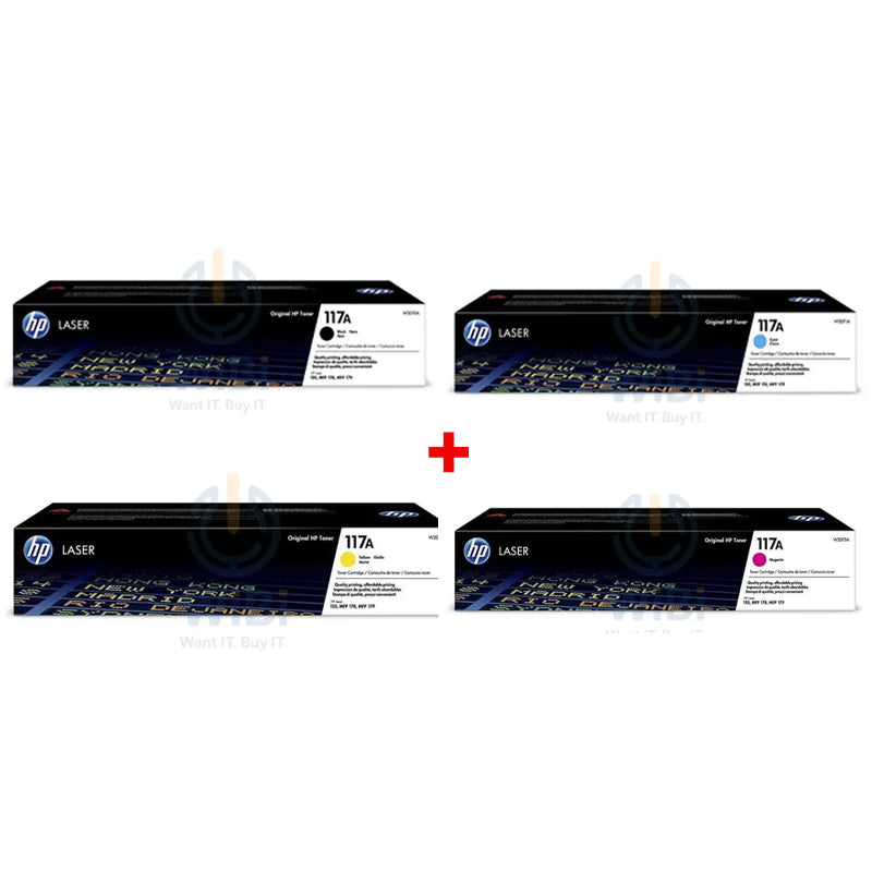 HP 117A Black-Cyan-Magenta-Yellow Original Toner Cartridge Bundle Pack