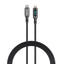 RockRose Transparent 27W Fast Charging Cable with Digital Power Display USB-C to Lightning - Black