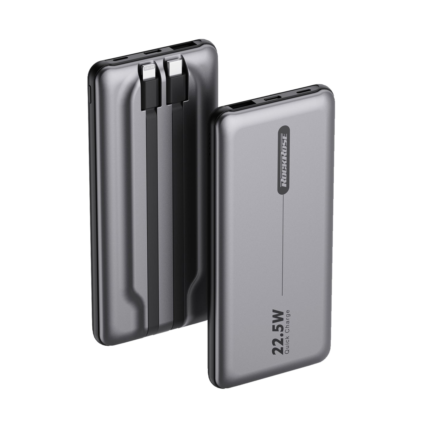 RockRose 10000 mAh 22.5W Max PD & QC 3.0 Quick Charge Power Bank - Grey