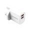 Rockrose 18W Dual Port Travel Charger QC 3.0 Quick Charger With 1M 2.4A Quick Charge & Data Sync USB-C Cable - White