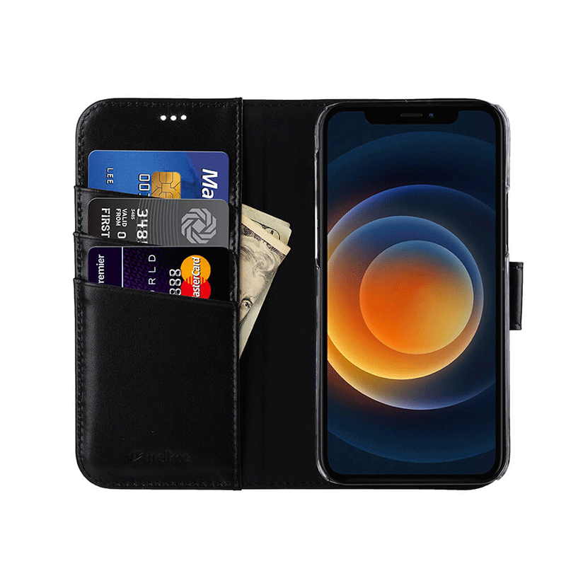 محفظة ميلككو الجلدية بوك حافظة  جلدية - ابل ايفون 12 برو ماكس / أسود اكسسوارات > هواتف  تابلت > هواتف و