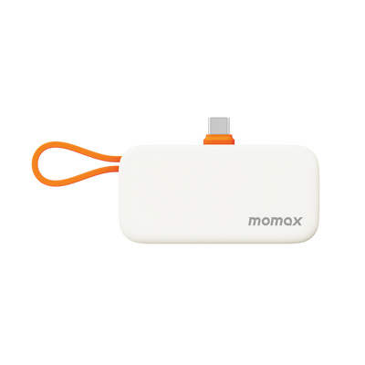MOMAX 3-in-1 Mini Power Bank - 5000mAh / 20W / USB-C / Orange