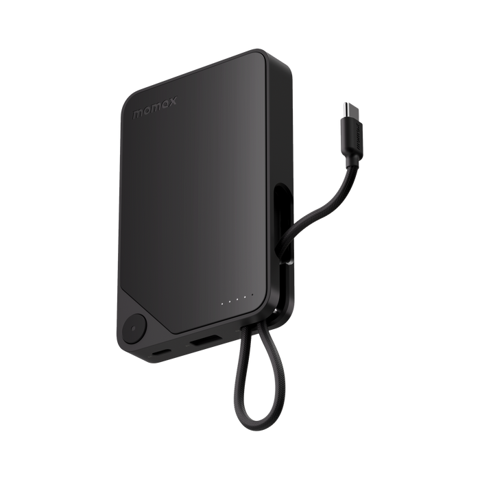 MOMAX 1-Power X Power Bank With Built-In USB-C Cable - 10000mAh / USB-C / USB-A / Black