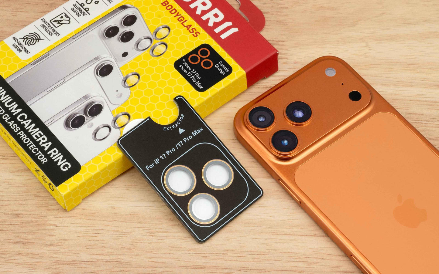Torrii BODYGLASS Aluminium Camera Ring for Apple iPhone 17 Pro / iPhone 17 Pro Max - Cosmic Orange