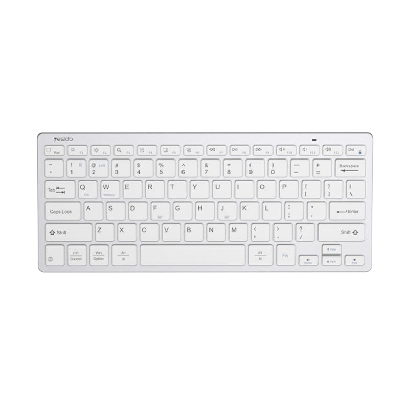 YESIDO KB11 Wireless Keyboard - 10M / 2.4G / USB / Bluetooth - White