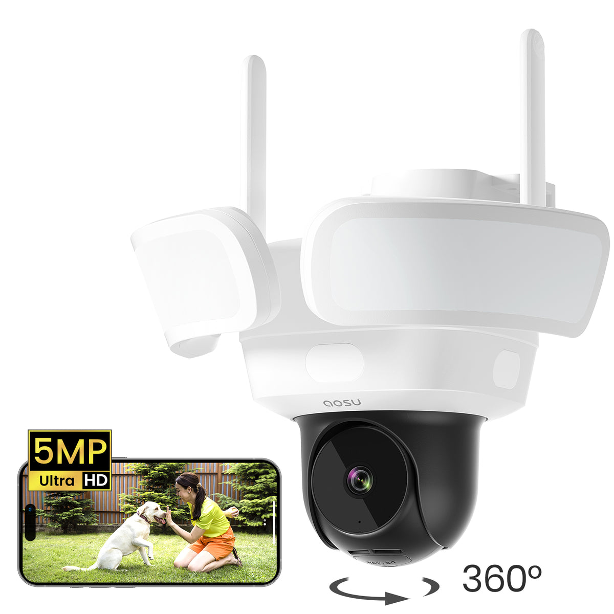 AOSU Floodlight Cam Pro - 5MP / AI Detection / Night Vision