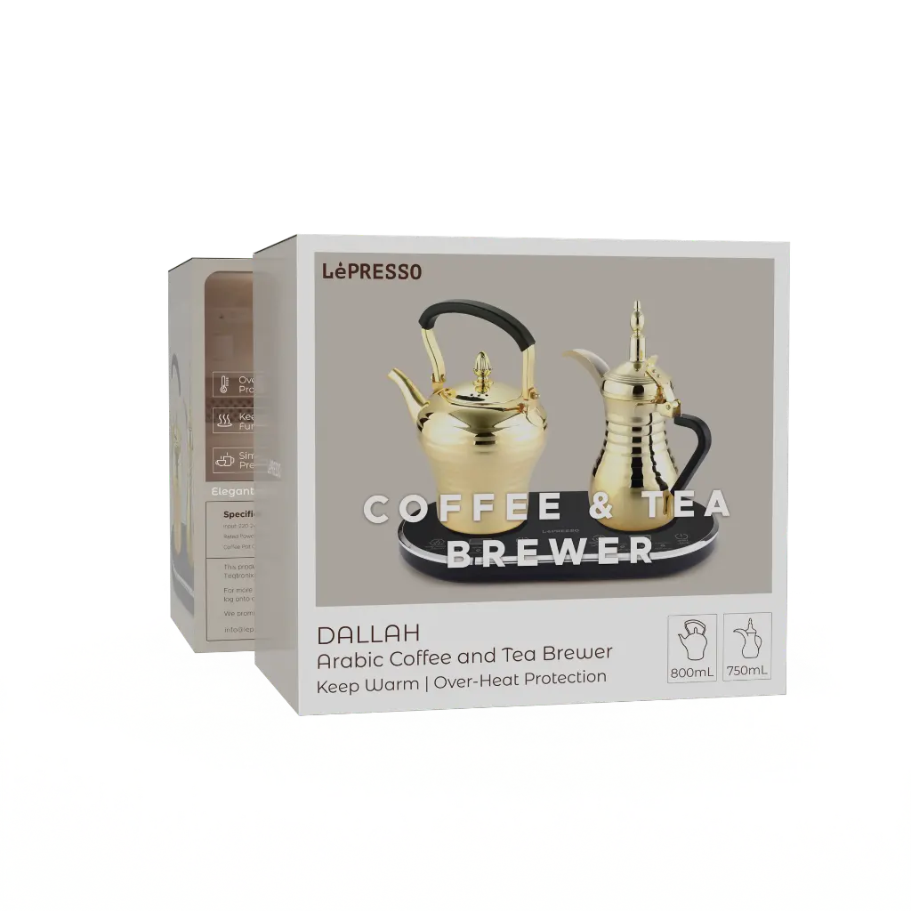 LePresso Dallah Arabic Coffee & Tea  Programmed For Optimal Brewing - Gold Color