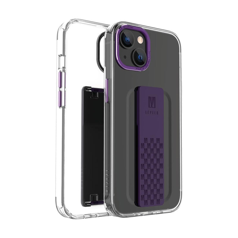 Levelo Graphia IMD Clear Case With Extra Grip - Apple iPhone 14 / Purple