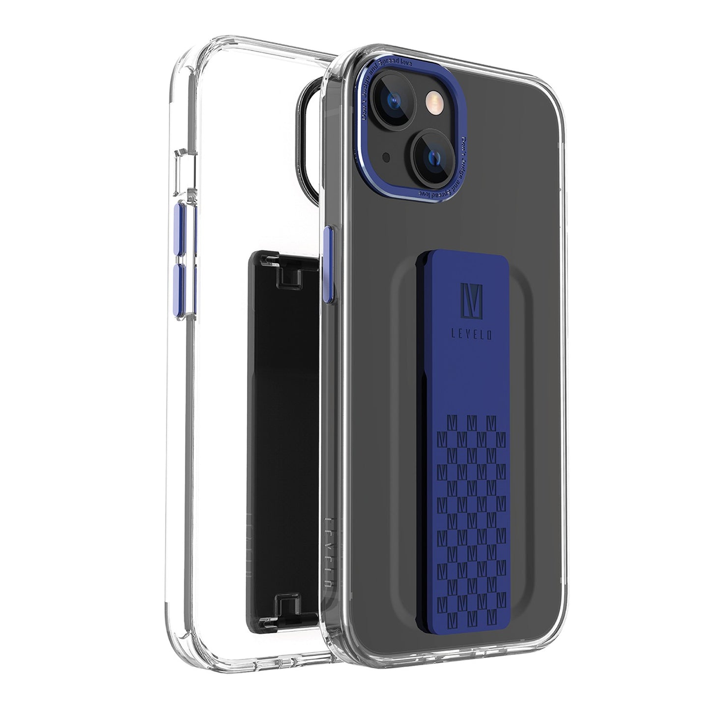 Levelo Graphia IMD Clear Case With Extra Grip - iPhone 14 Plus / Blue