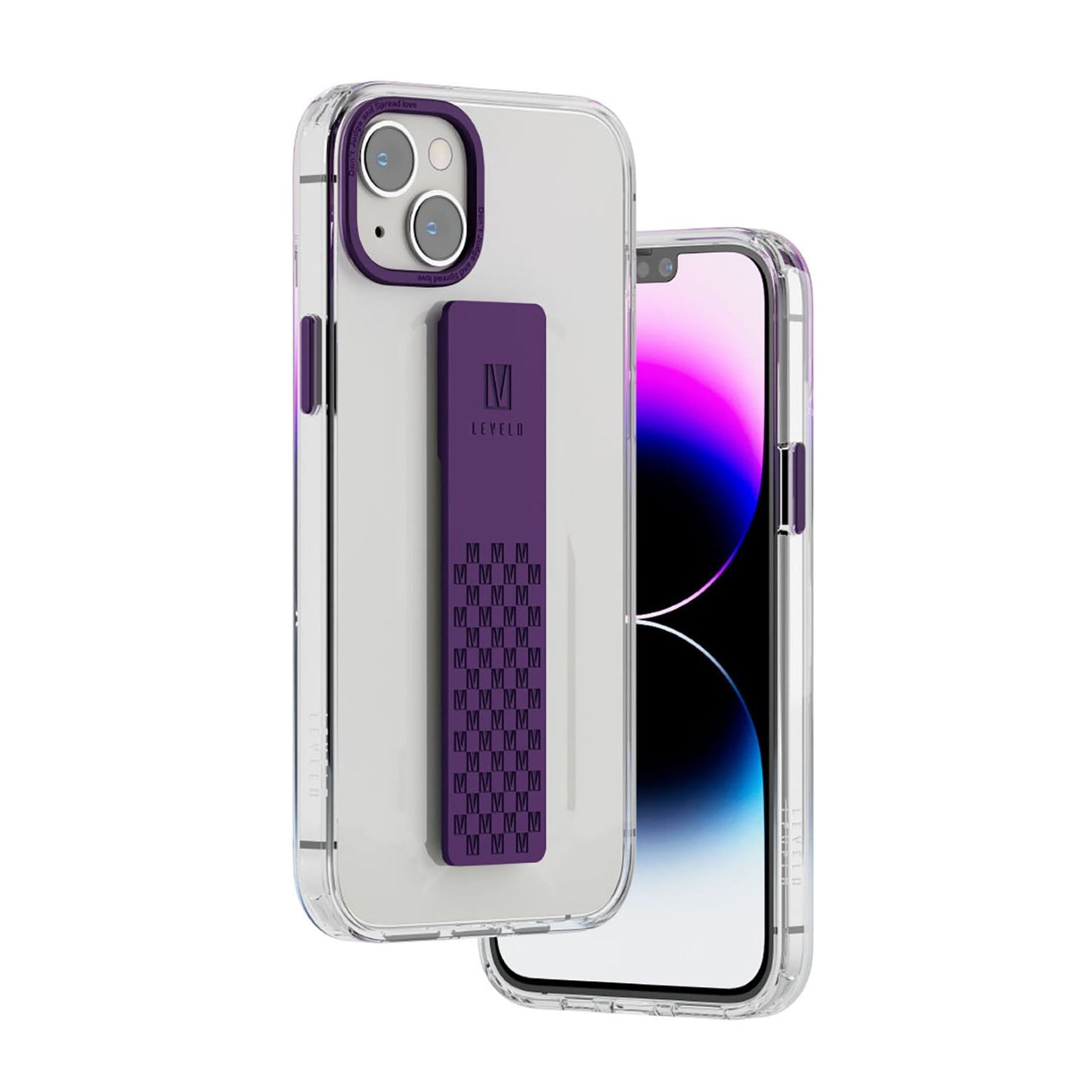 Levelo Graphia IMD Clear Case With Extra Grip - iPhone 14 / Purple