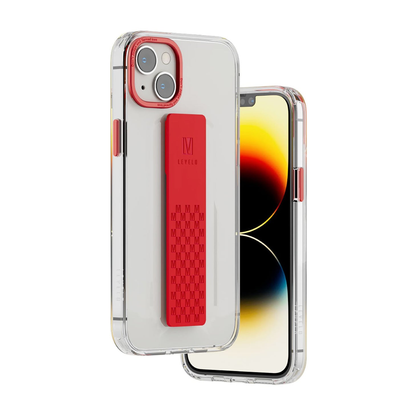 Levelo Graphia IMD Clear Case With Extra Grip - iPhone 14 Plus / Red