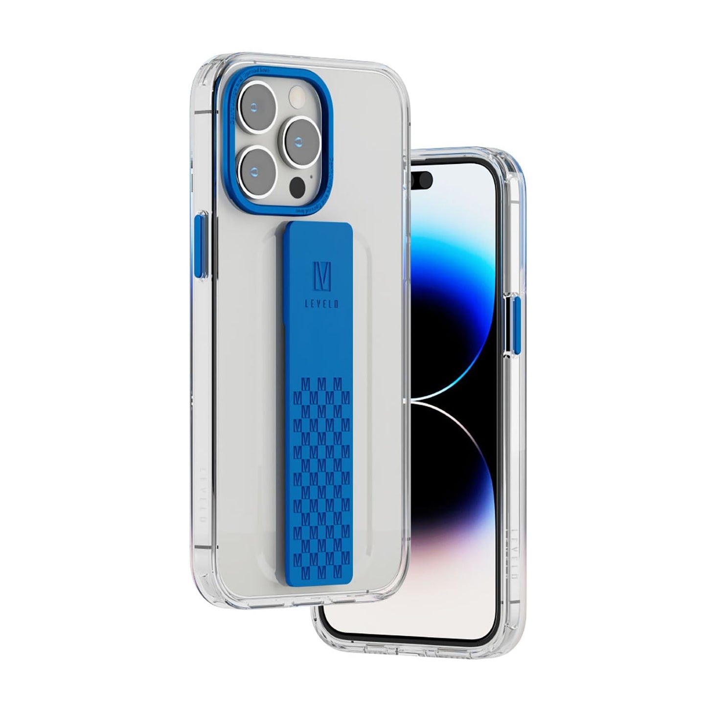 Levelo Graphia IMD Clear Case With Extra Grip - iPhone 14 Pro / Blue