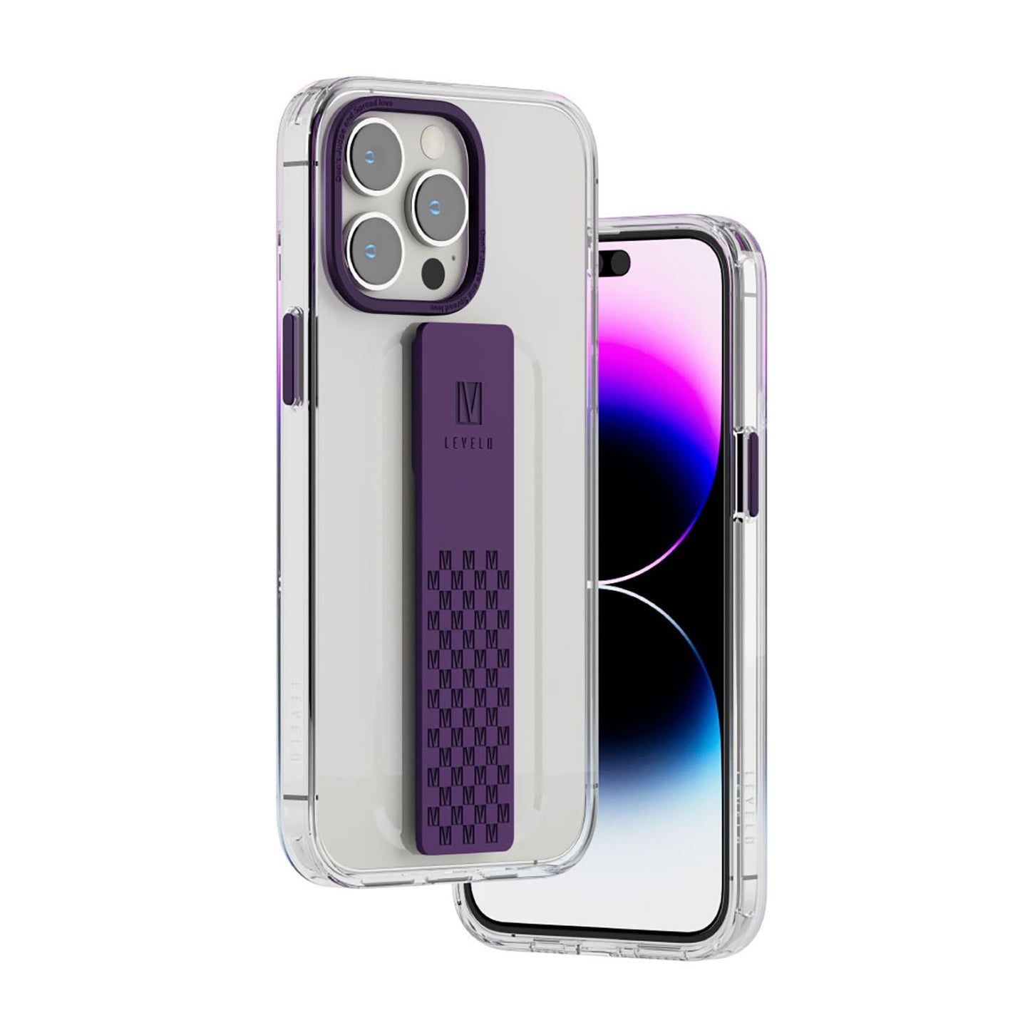 Levelo Graphia IMD Clear Case With Extra Grip - iPhone 14 Pro Max / Purple