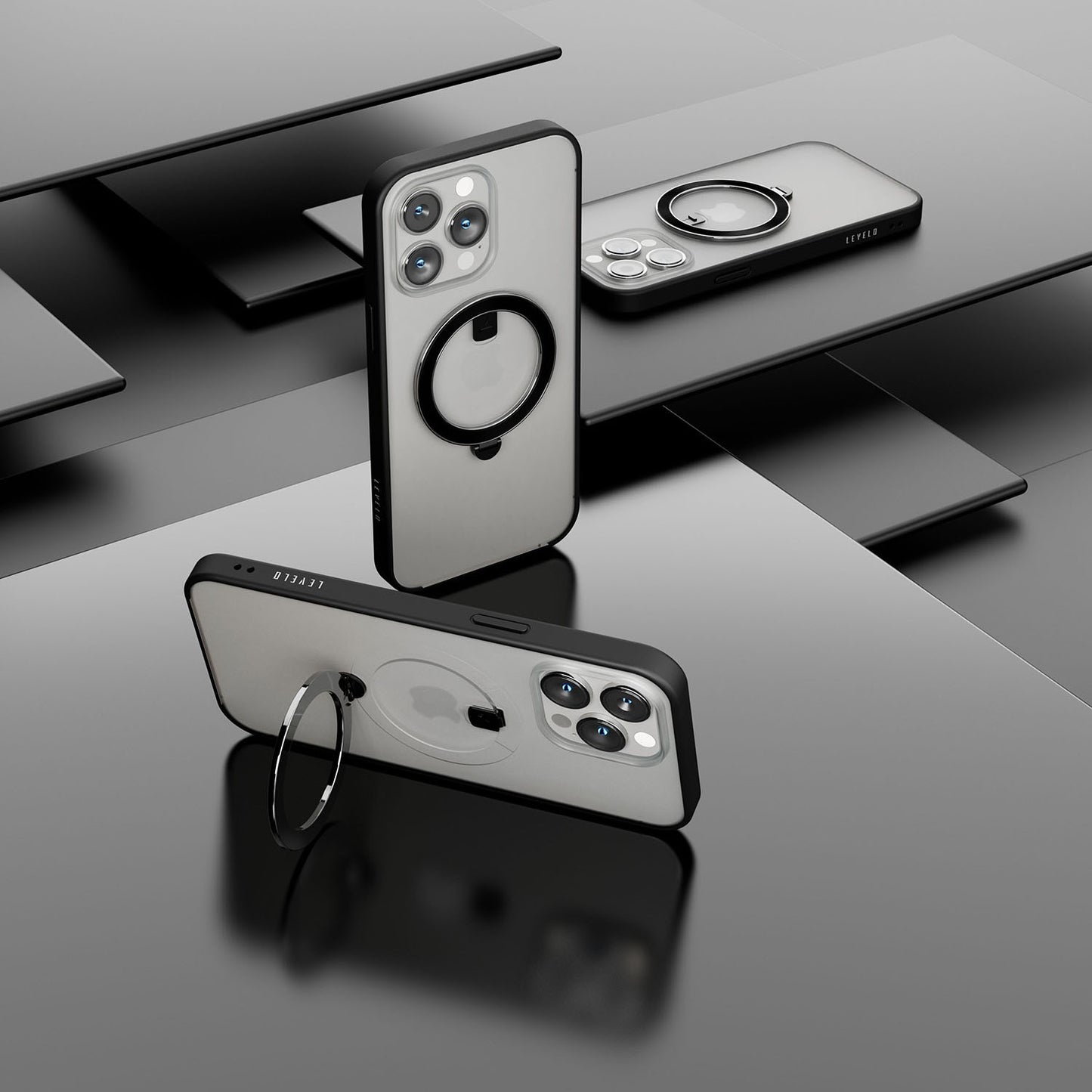 Levelo MagSafe Ringo Multi-Functional Kickstand Case iPhone 14 Pro Max - Black