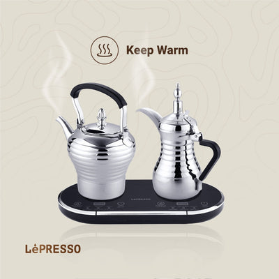 LePresso  Dallah القهوة والشاي العربي  -لون فضي