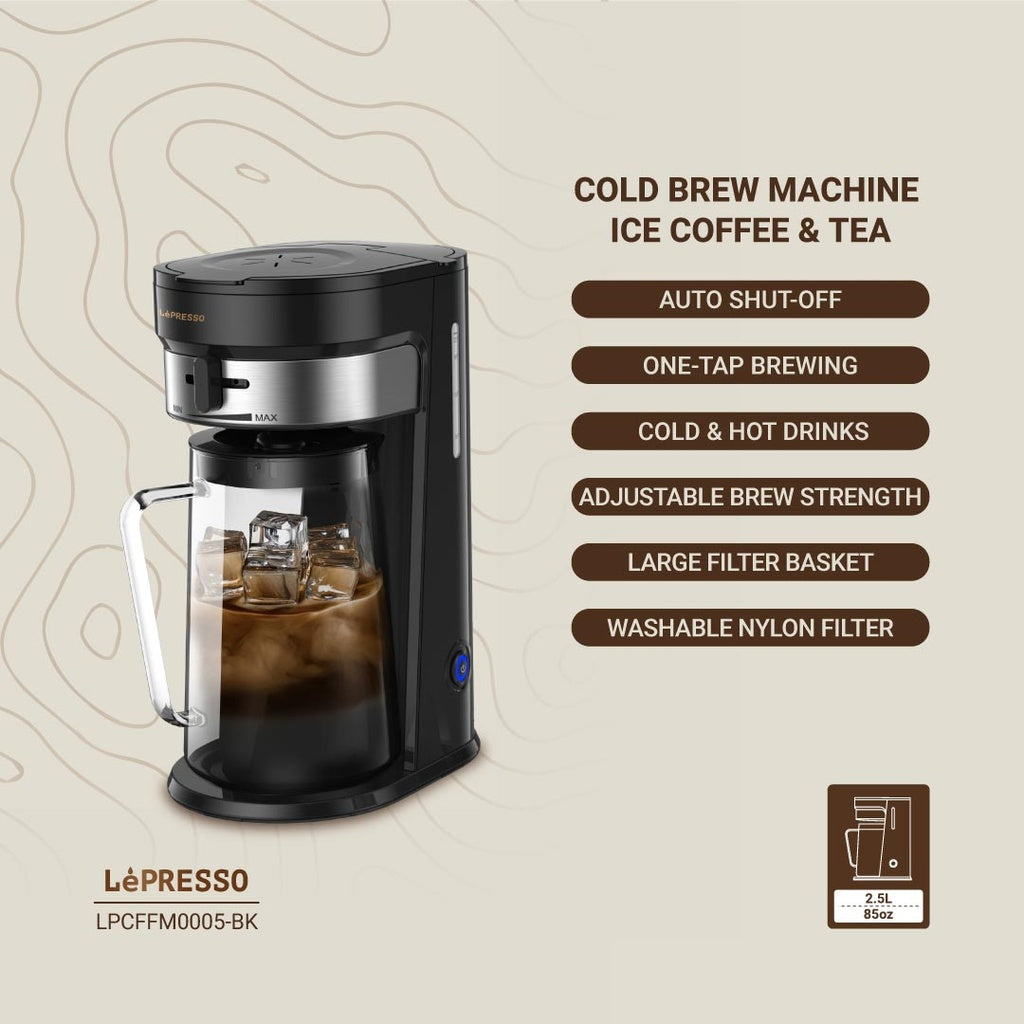 LePresso Cold Brew Machine Ice Coffee & Tea - Black Color