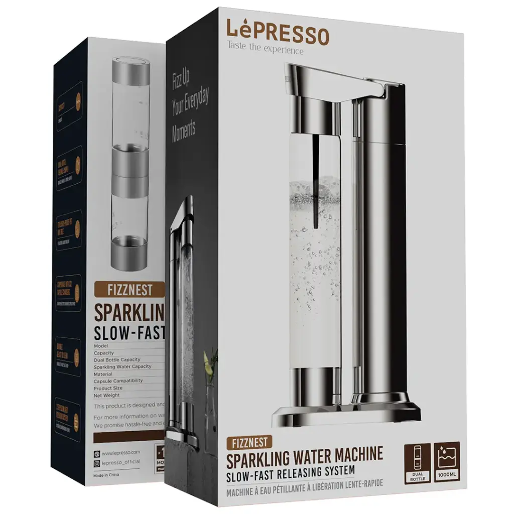 LePresso Fizznest Sparkling Water Machine - Silver Color