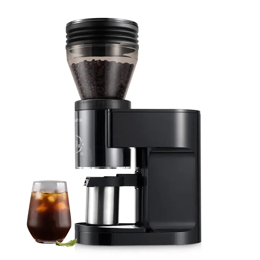 LePresso Grindeur Conical Burr Grinder with Digital Weight Control - Black Color