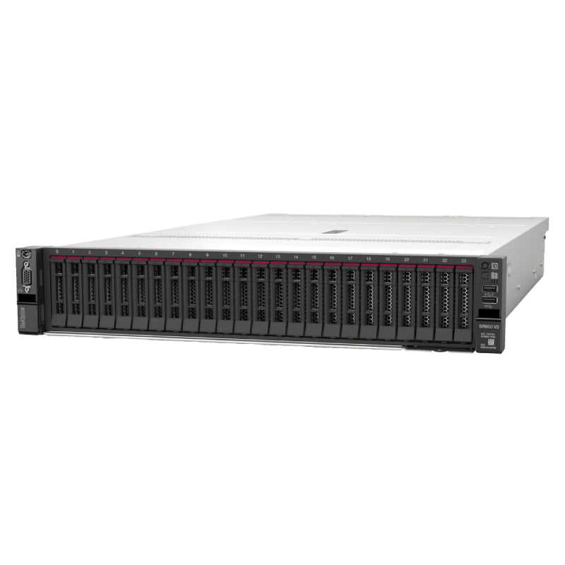 لينوفو ثينك سيستم SR650 V2 - 2x Xeon-2.10 جيجاهرتز / 2x 12 نواة / 64 جيجابايت / 2x 960 جيجابايت إس إس دي  / 2x 1100 واط / حامل (2U)