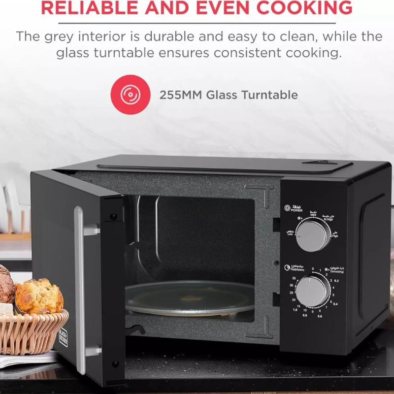 Black+Decker Microwave - 20L / 700W / Black