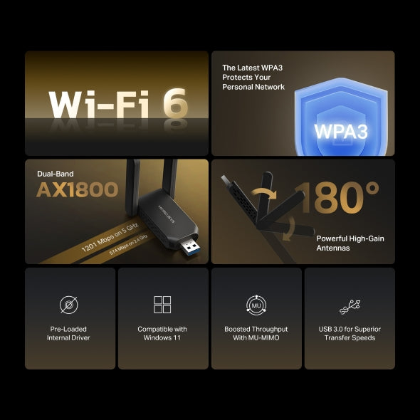 Mercusys MA72XH - AX1800 High Gain Wireless Dual Band USB Adapter
