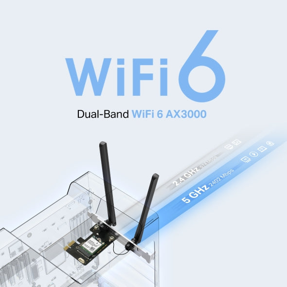 Mercusys MA80XE - AX3000 Wi-Fi 6 Bluetooth 5.3 PCIe Adapter