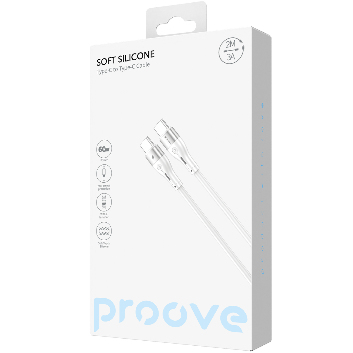 Proove Cable Proove Soft Silicone Type-C to Type-C Cable - 60W / 2 Meter / White