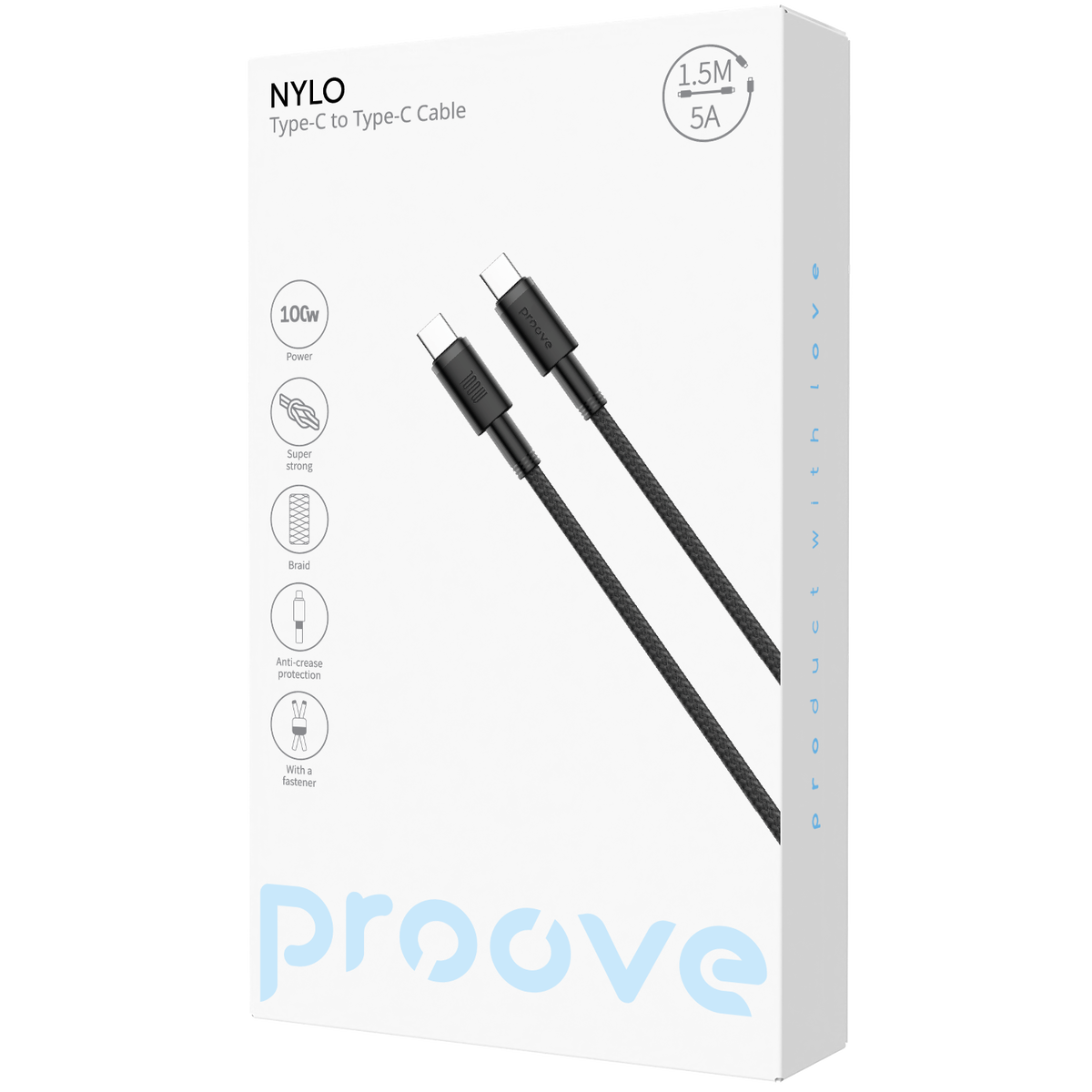 Proove Cable Proove Nylo Type-C to Type-C Cable - 100W / 1.5 Meter / Black