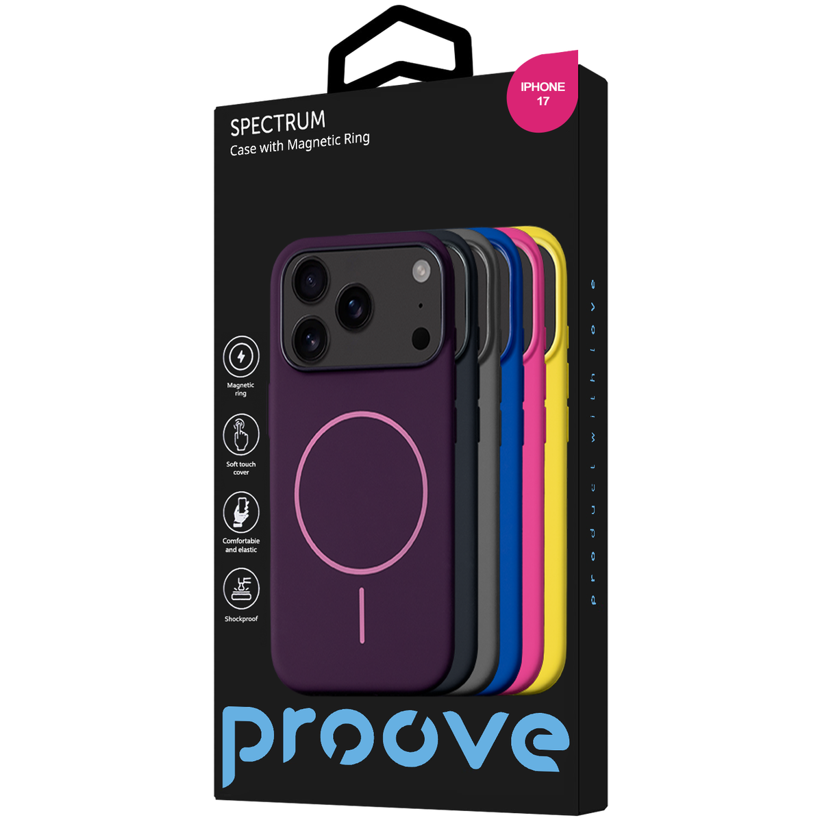 Proove Spectrum Case with Magnetic Ring for iPhone 17 - Pink Fruit
