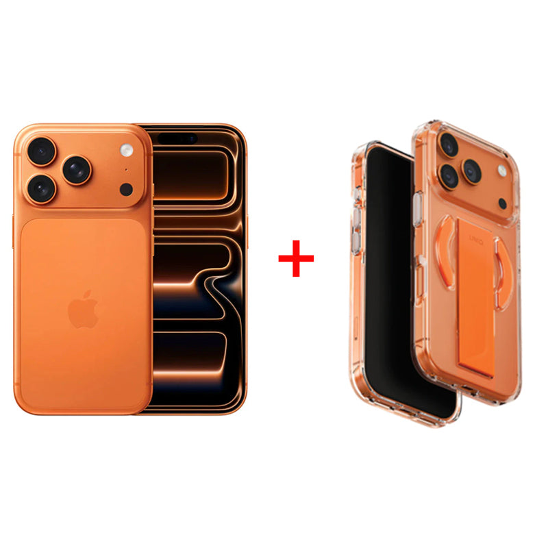 Bundle Offer - Apple iPhone 17 Pro - 256GB / Cosmic Orange / 5G / 6.3" / Middle East Version + UNIQ Hybrid Heldro Air Magclick Charging Case For Apple iPhone 17 Pro - Volt Orange