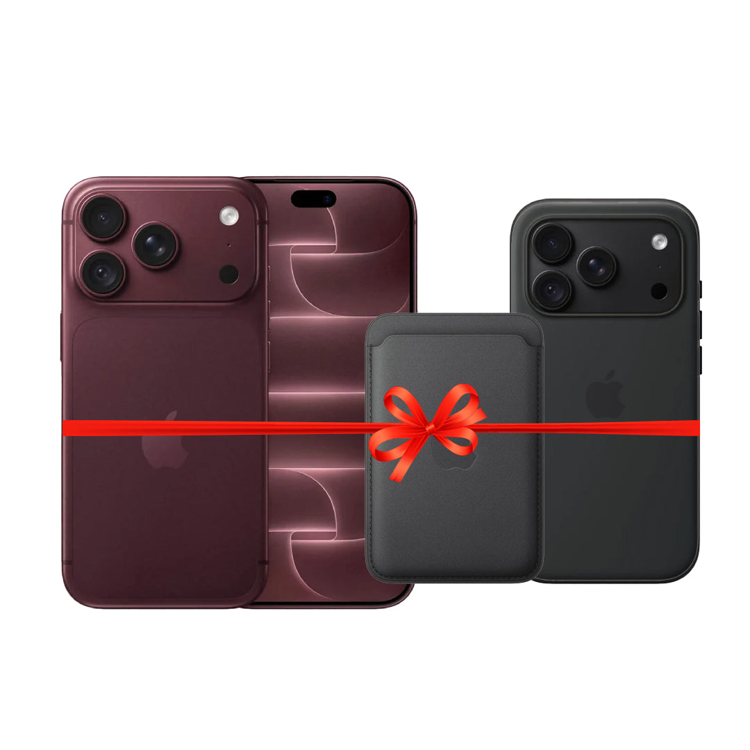 Apple iPhone 18 Pro - 512GB / Burgundy / 5G / 6.3" / Middle East Version + Apple iPhone 18 Pro Silicone MagSafe Case - Black + Apple iPhone FineWoven MagSafe Wallet - Black - Bundle Offer