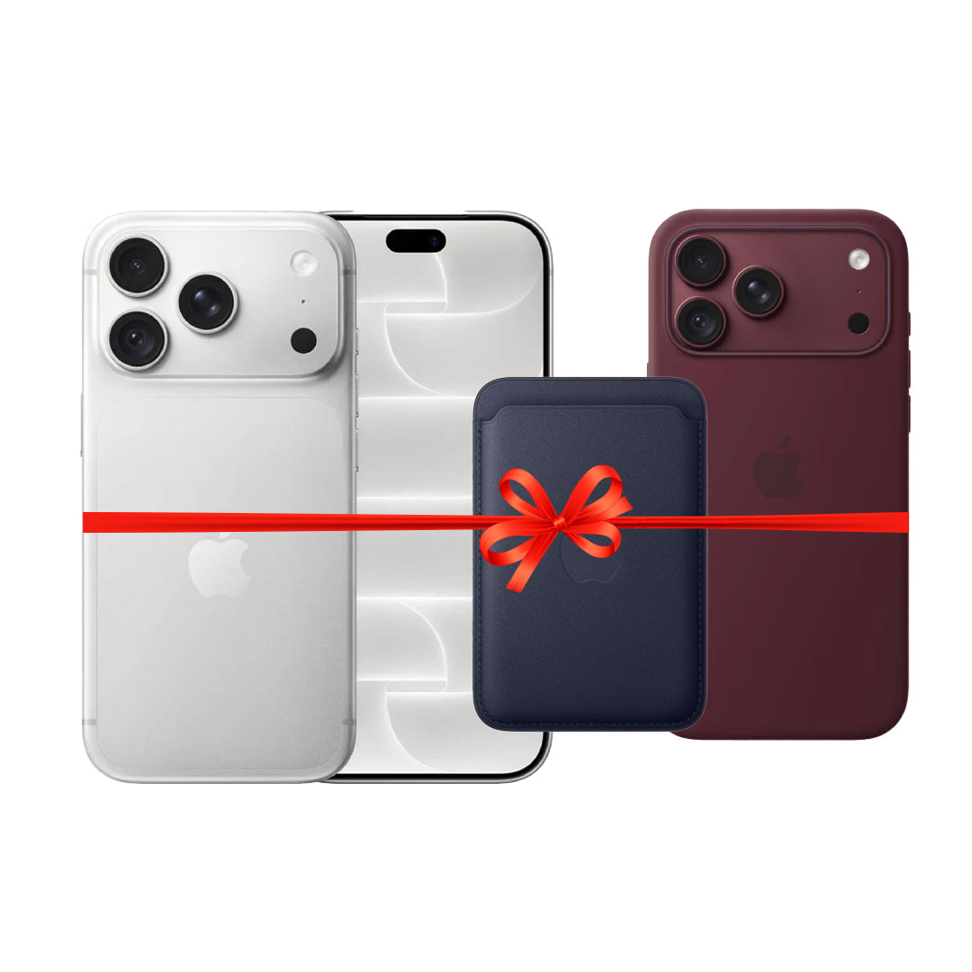 Apple iPhone 18 Pro Max - 256GB / Silver / 5G / 6.9" / Middle East Version + Apple iPhone 18 Pro Max Silicone MagSafe Case - Burgundy + Apple iPhone FineWoven MagSafe Wallet - Navy - Bundle Offer
