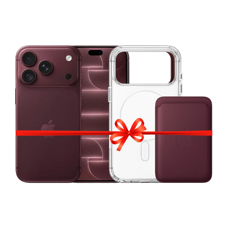 Apple iPhone 18 Pro Max - 256GB / Burgundy / 5G / 6.9" / Middle East Version + Apple iPhone 18 Pro Max MagSafe Clear Case + Apple iPhone FineWoven MagSafe Wallet - Burgundy - Bundle Offer