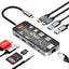 Mowsil 10-in-1 USB-C Hub Docking Station - 100W PD / HDMI 4K / RJ45 / USB / SD/TF / Audio / Transparent