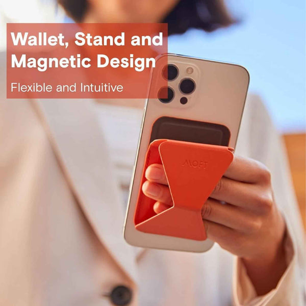 MOFT MS007MS-1-OG2021 Snap-On iPhone Stand & Wallet  - Orange