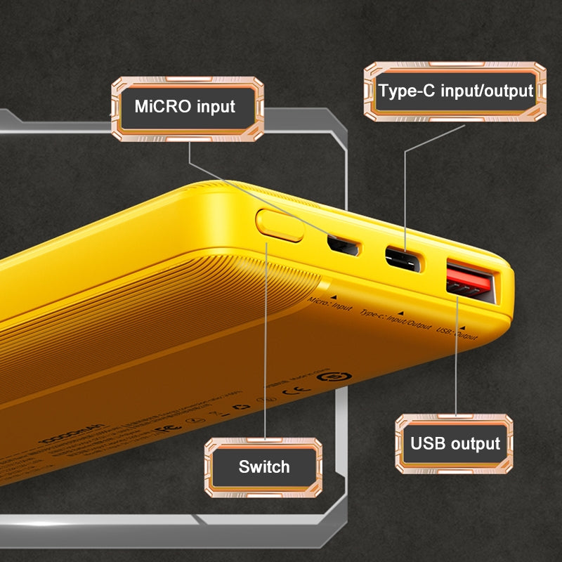 WEKOME WP-03 Tidal Energy Series 10000mAh 20W Fast Charge Power Bank - Yellow