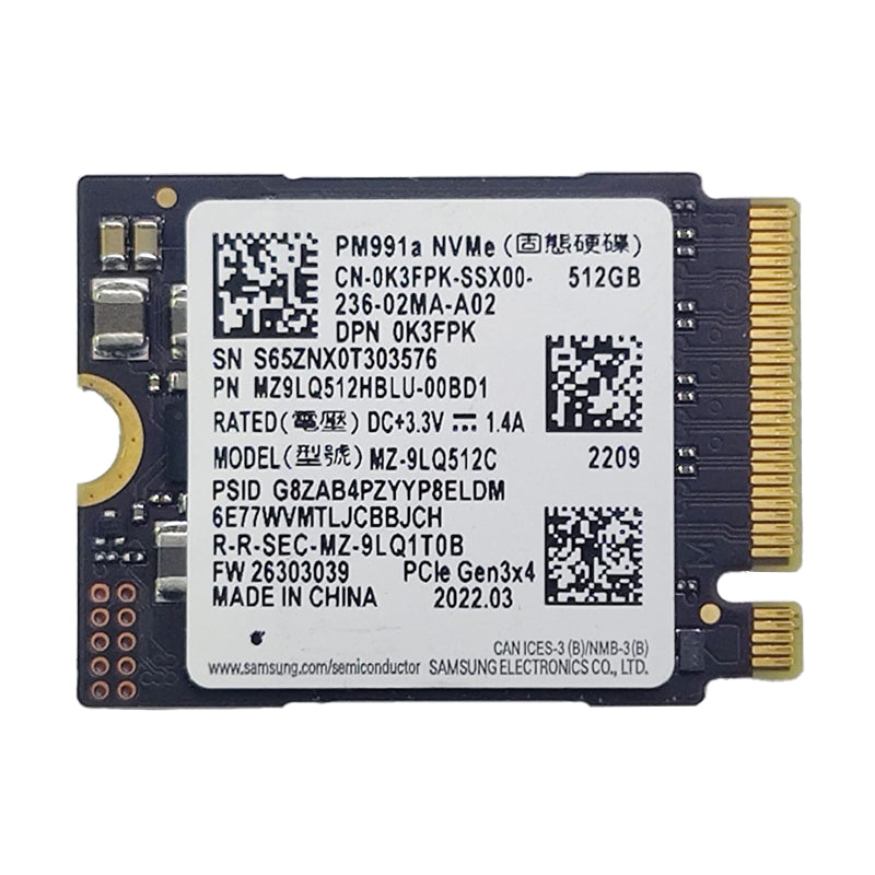 Samsung PM991a M.2 PCIe NVMe SSD - 512GB / M.2 2230 / PCIe 3.0 / Open - SSD (Solid State Drive)