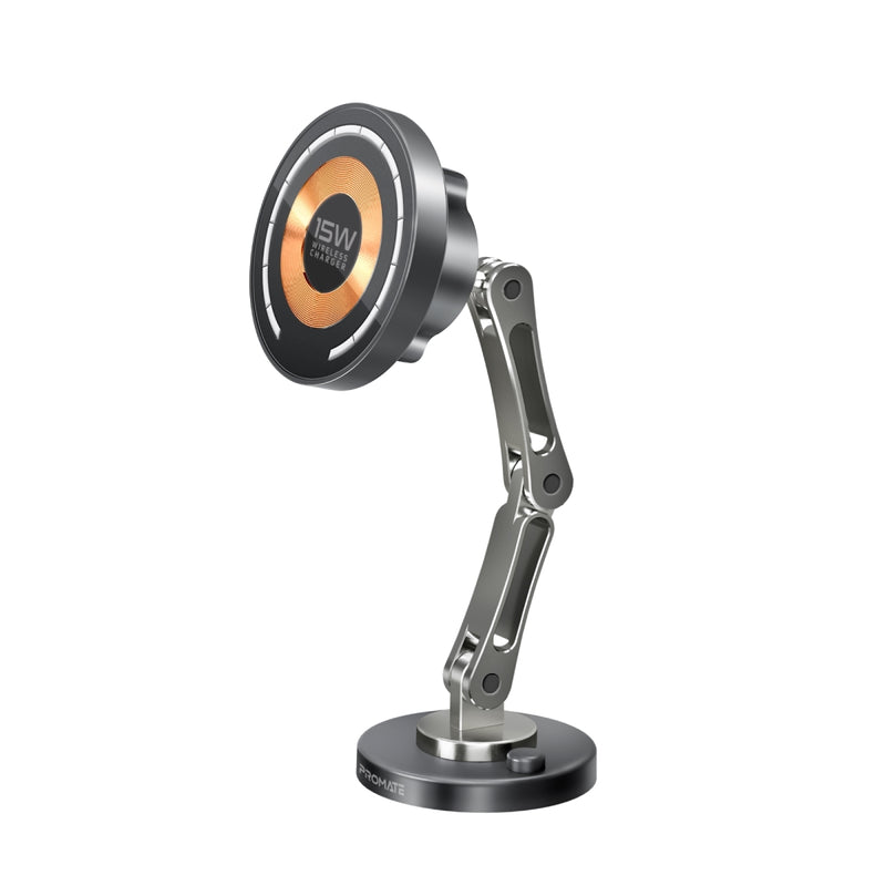 Promate Magnus-Qi SecureGrip 360° Cradleless 15W Magsafe Compatible Wireless Car Charger - Black