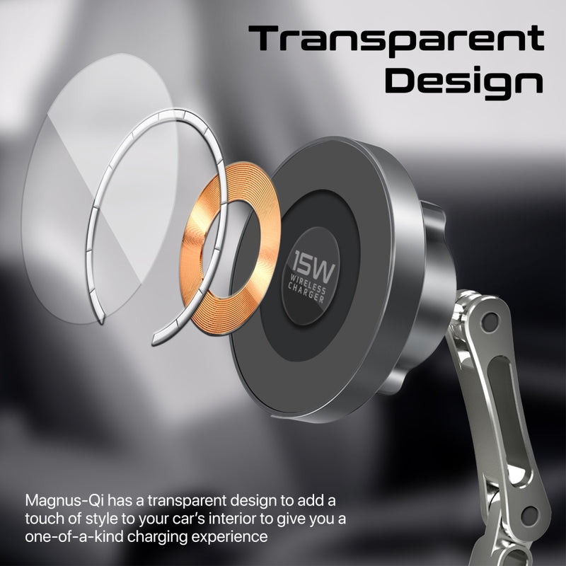 Promate Magnus-Qi SecureGrip 360° Cradleless 15W Magsafe Compatible Wireless Car Charger - Black