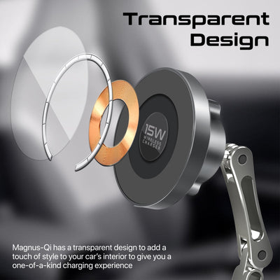 Promate Magnus-Qi SecureGrip 360° Cradleless 15W Magsafe Compatible Wireless Car Charger - Black