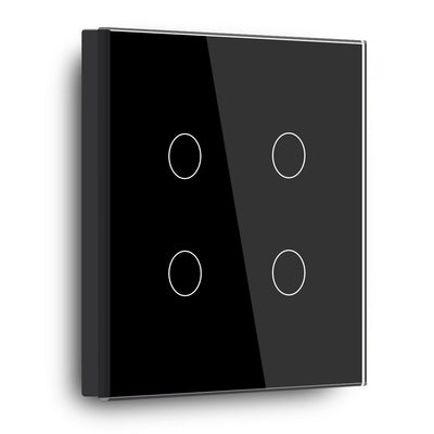 Gopeta 4-Gang Smart Wi-Fi Touch Switch with Glass Panel - Black