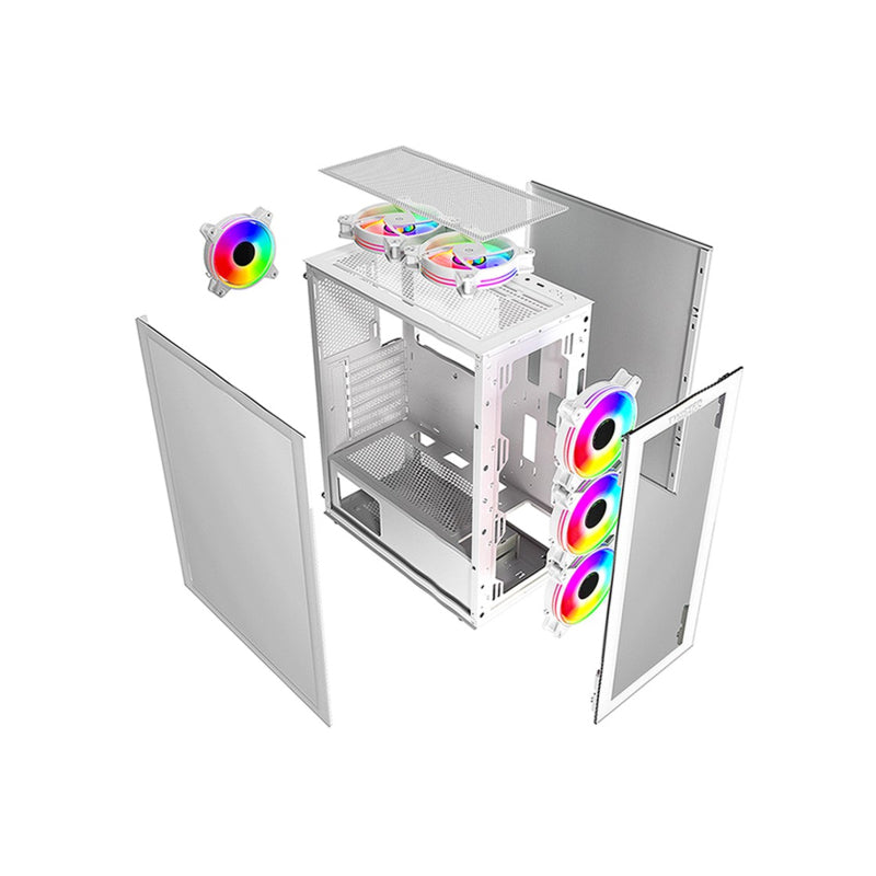 Twisted Minds Manic Shooter-03 Mid Tower ARGB Fan Gaming Case - 4 x 120mm / White