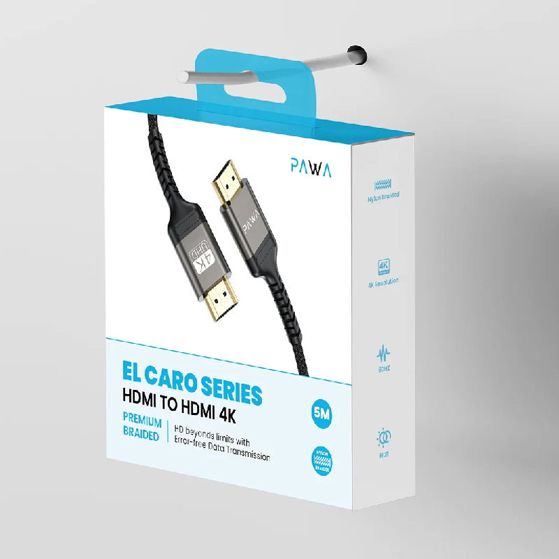 Pawa El-Caro Series Braided HDMI to HDMI 4K Cable - 5 Meter / Black