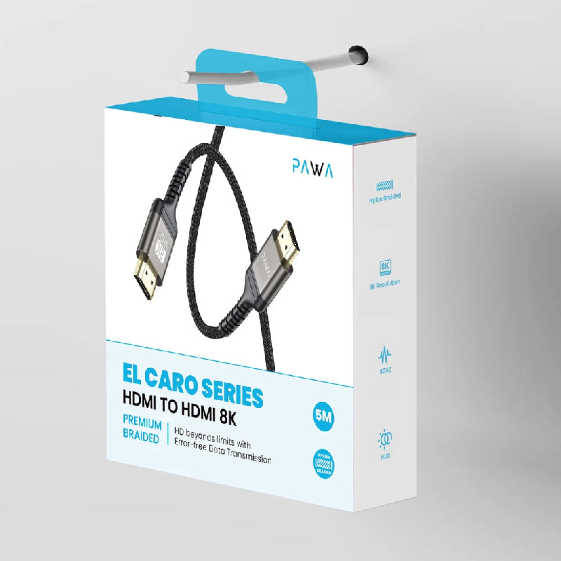 Pawa El-Caro Series Braided HDMI to HDMI 8K Cable - 5 Meter / Black