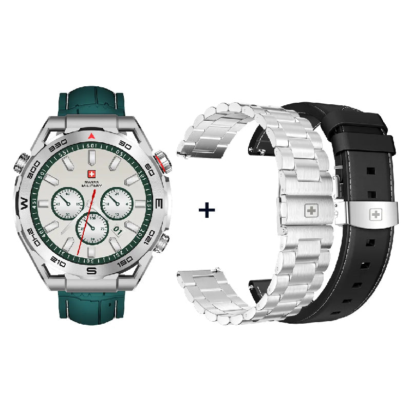 Swiss Military DOM 3 Silicone Strap With 2 Premium Straps - Green / Smart Watch