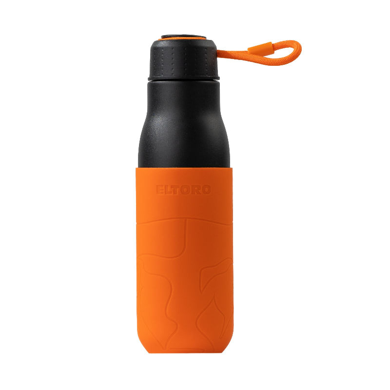 Eltoro Stainless Steel Bottle - 500ml  / Black with Orange Sleeve