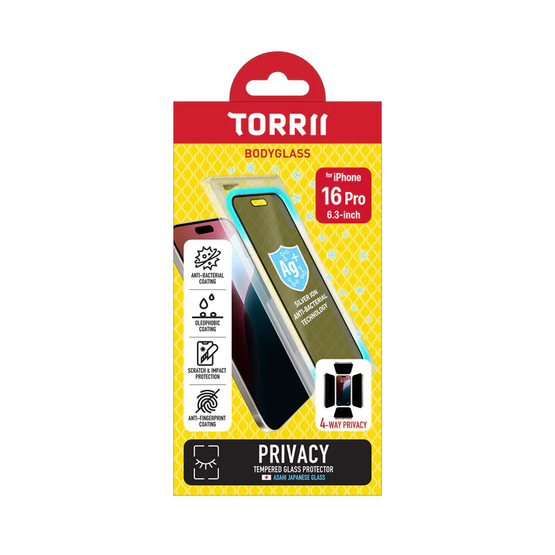 Torrii Bodyglass Screen Protector Tempered Glass - Apple iPhone 16 Pro (6.3”) / 4-Way Privacy