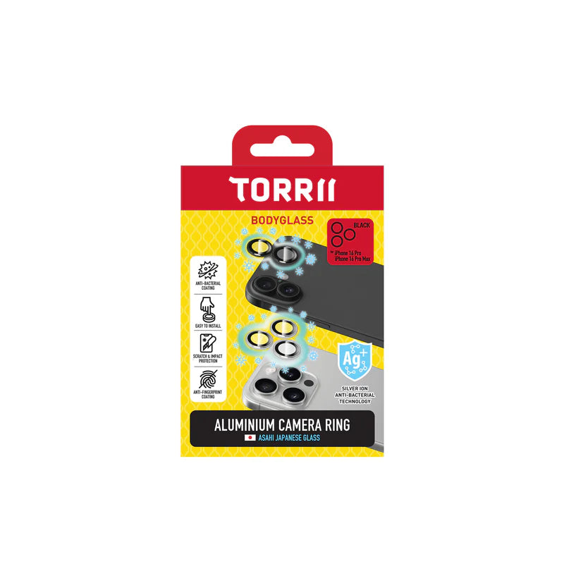 Torrii Bodyglass Aluminum Camera Lens Ring Protector - Apple iPhone 16 Pro / 16 Pro Max /  Black